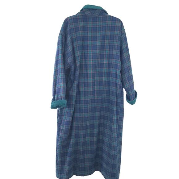 Vintage Victoria's Secret Country Cottons Tartan Plaid Robe Small Green Red Blue - Picture 2 of 6